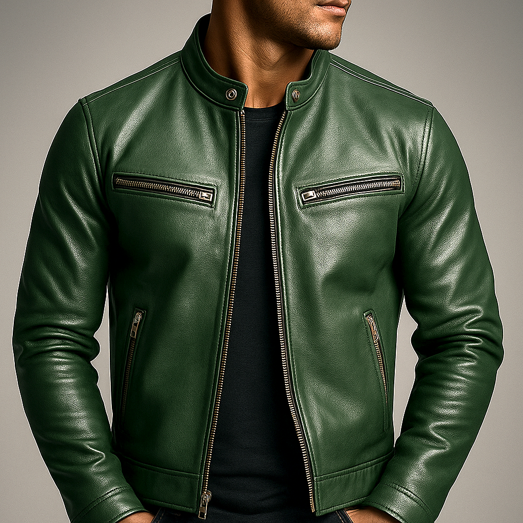 Veste En Cuir Vintage Pour Homme – Un Modèle Intemporel AU Style Classique, Idéal Pour Un Confort AU Quotidien Et Des Tenues Décontractées