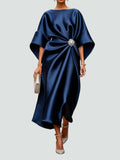 Robe Longue Pour Femme Avec Un Corsage Drapé Et Des Manches Cape – Une Élégante Robe De Soirée Pour Les Occasions Formelles