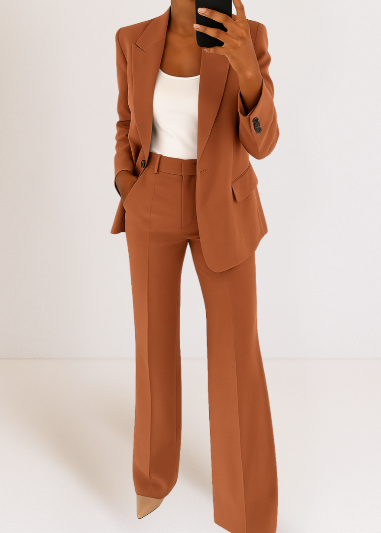 Ensemble Deux Pièces Pour Femme Composé D'un Blazer Et D'un Pantalon De Coupe Ajustée : Une Tenue À La Fois Élégante Et Confortable, Idéale Pour Le Travail, Les Tenues Décontractées De Tous Les Jours Et Les Looks « Smart-casual