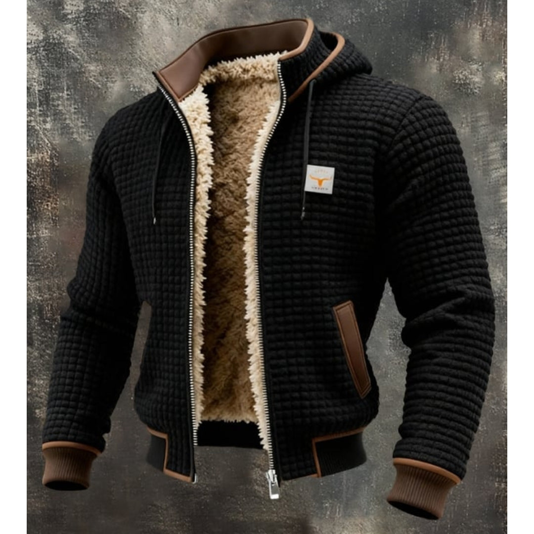 Veste d'hiver pour homme en polaire thermique, au design matelassé et dotée d'une doublure en sherpa : une veste coupe-vent avec capuche et fermeture éclair, idéale pour les froides journées d'hiver