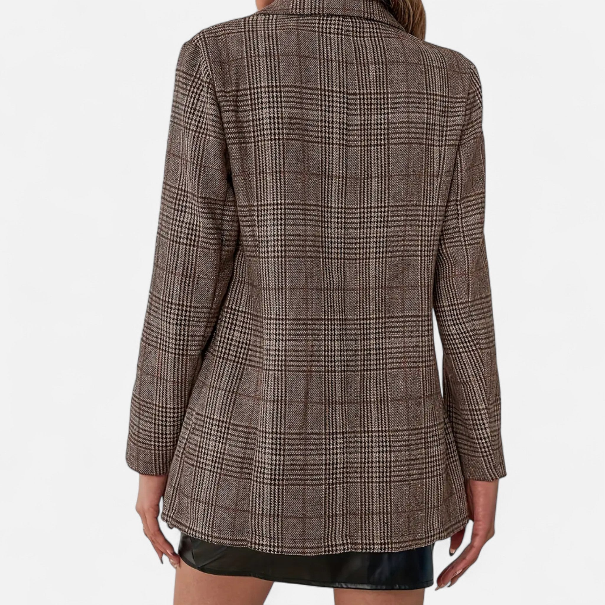 Modero | Blazer à carreaux femme, coupe ajustée simple boutonnage