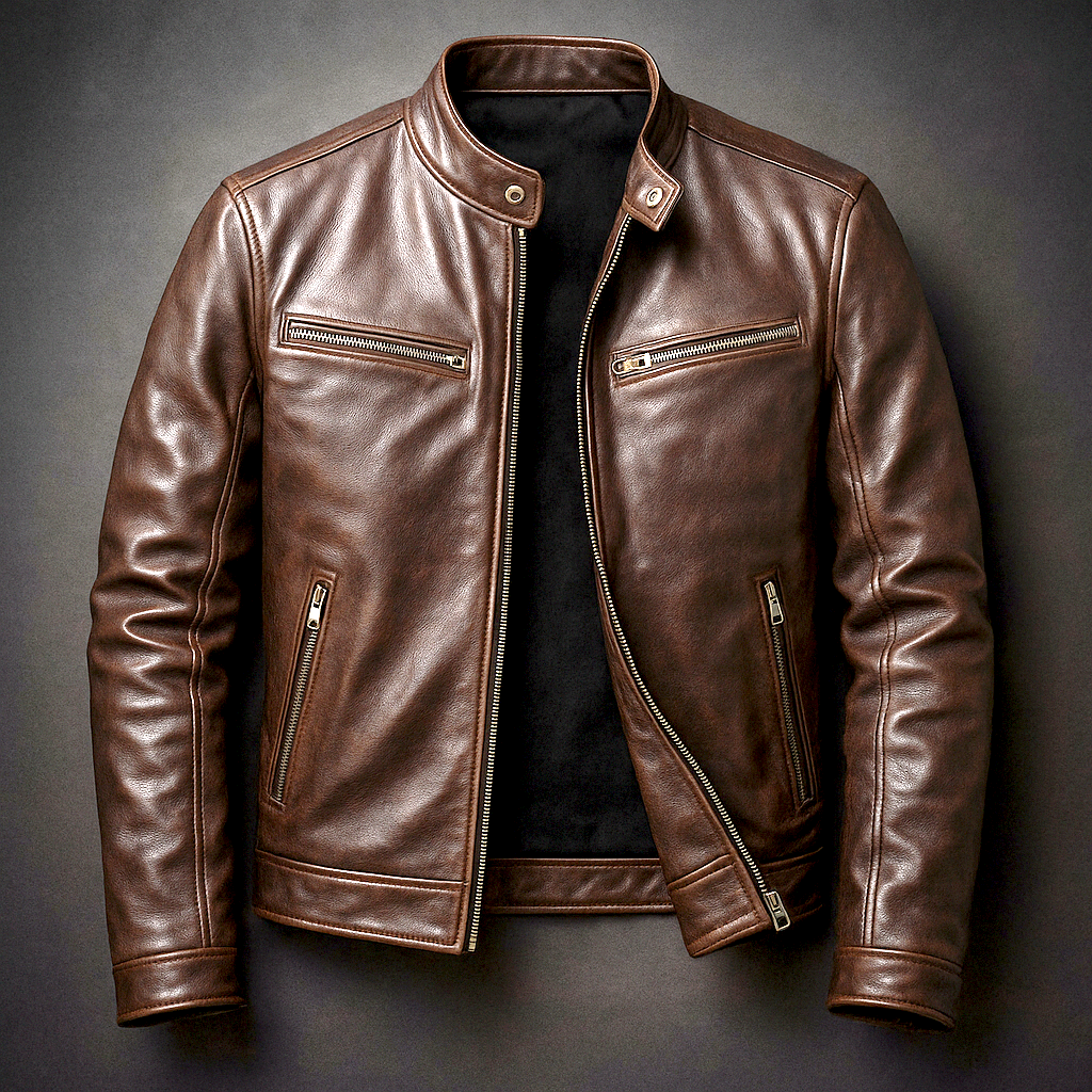 Veste En Cuir Vintage Pour Homme – Un Modèle Intemporel AU Style Classique, Idéal Pour Un Confort AU Quotidien Et Des Tenues Décontractées