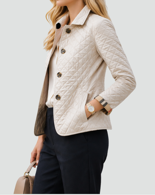 Veste Matelassée Pour Femme, Avec Col Et Fermeture À Boutons Sur Le Devant – Un Vêtement D'extérieur Élégant Pour Tous Les Jours