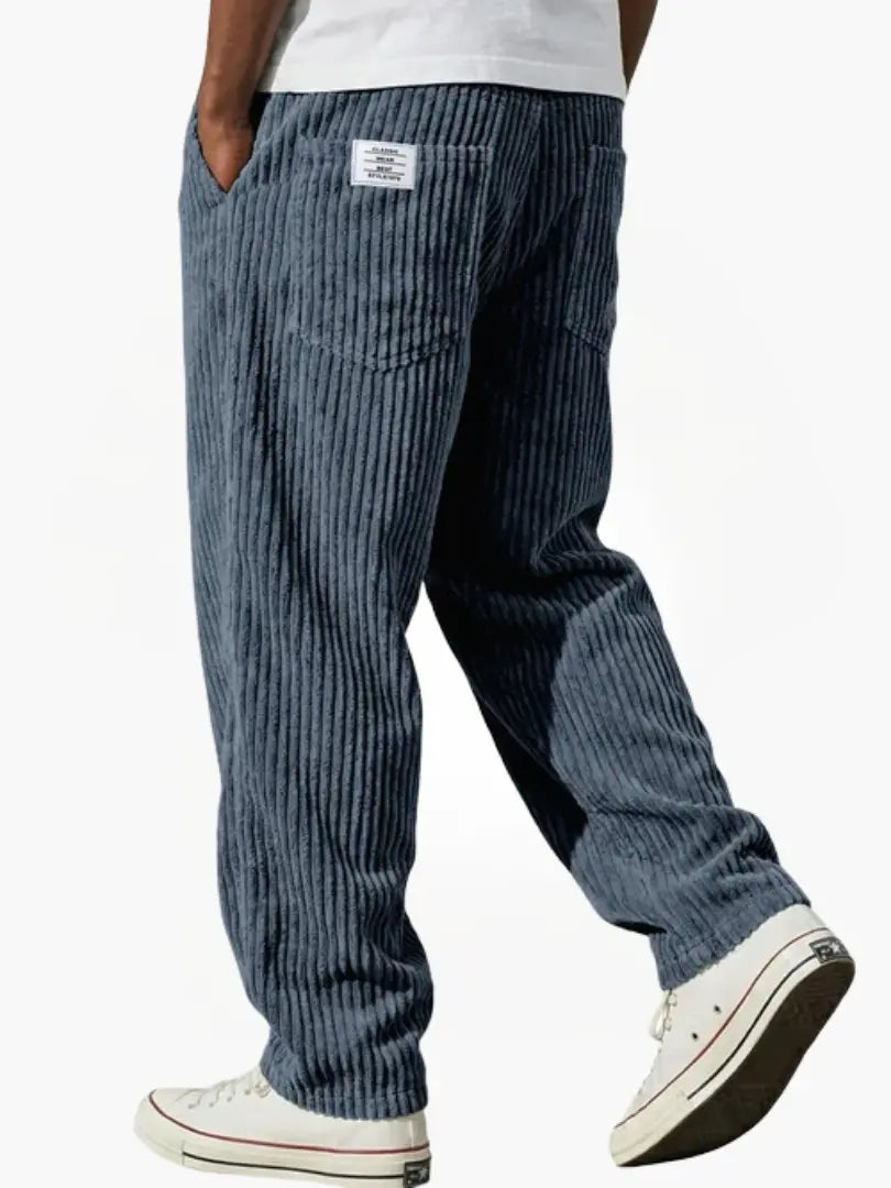 Pantalon En Velours Côtelé Pour Homme, Coupe Ample Et Cordon De Serrage : Un Pantalon Confortable Pour Tous Les Jours, Idéal Pour Un Look Décontracté