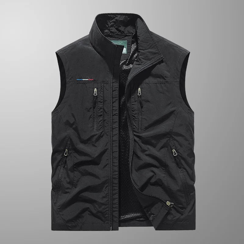 Gilet Sans Manches À Fermeture Éclair Pour Homme, Avec Col Montant – Un Gilet Idéal Pour Les Activités De Plein Air Et AU Quotidien