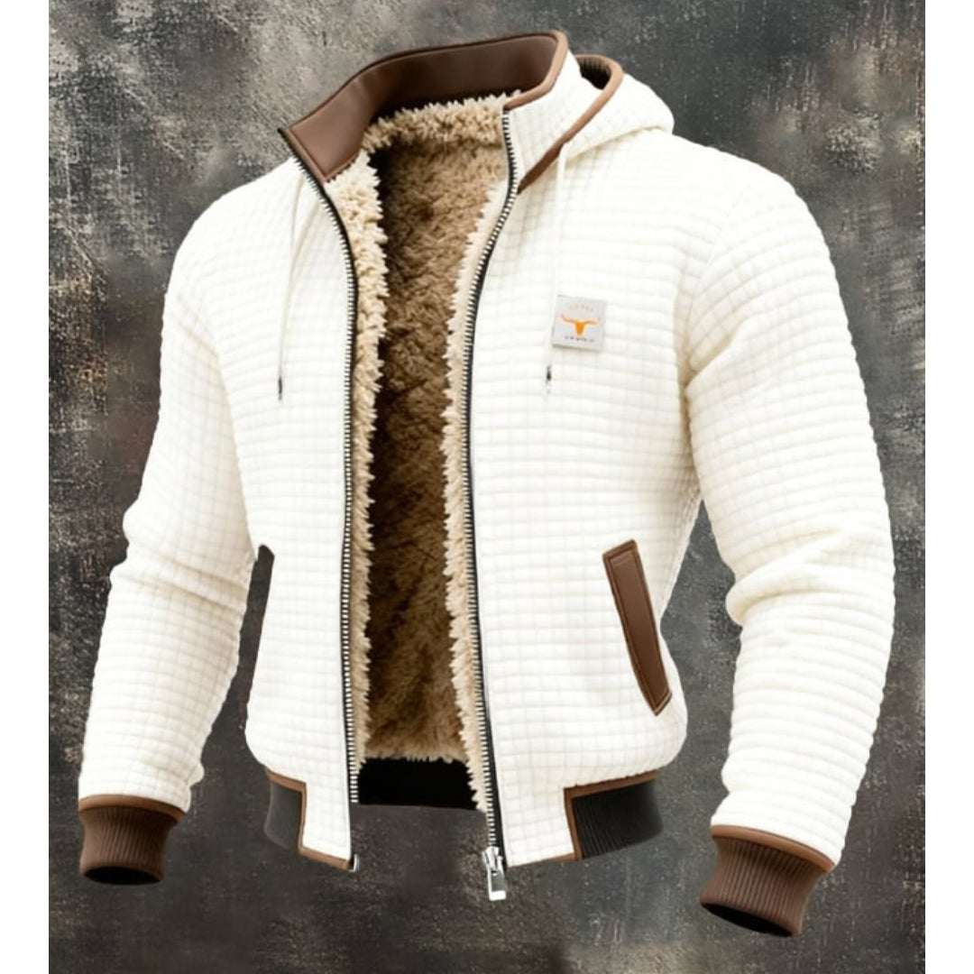 Veste d'hiver pour homme en polaire thermique, au design matelassé et dotée d'une doublure en sherpa : une veste coupe-vent avec capuche et fermeture éclair, idéale pour les froides journées d'hiver