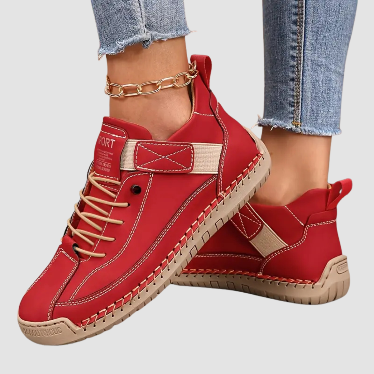 Baskets En Cuir Pour Femme Offrant Un Chaussant Confortable — Un Design Inspiré De L'ergonomie, Idéal Pour Un Usage Quotidien Et Pour Marcher Confortablement