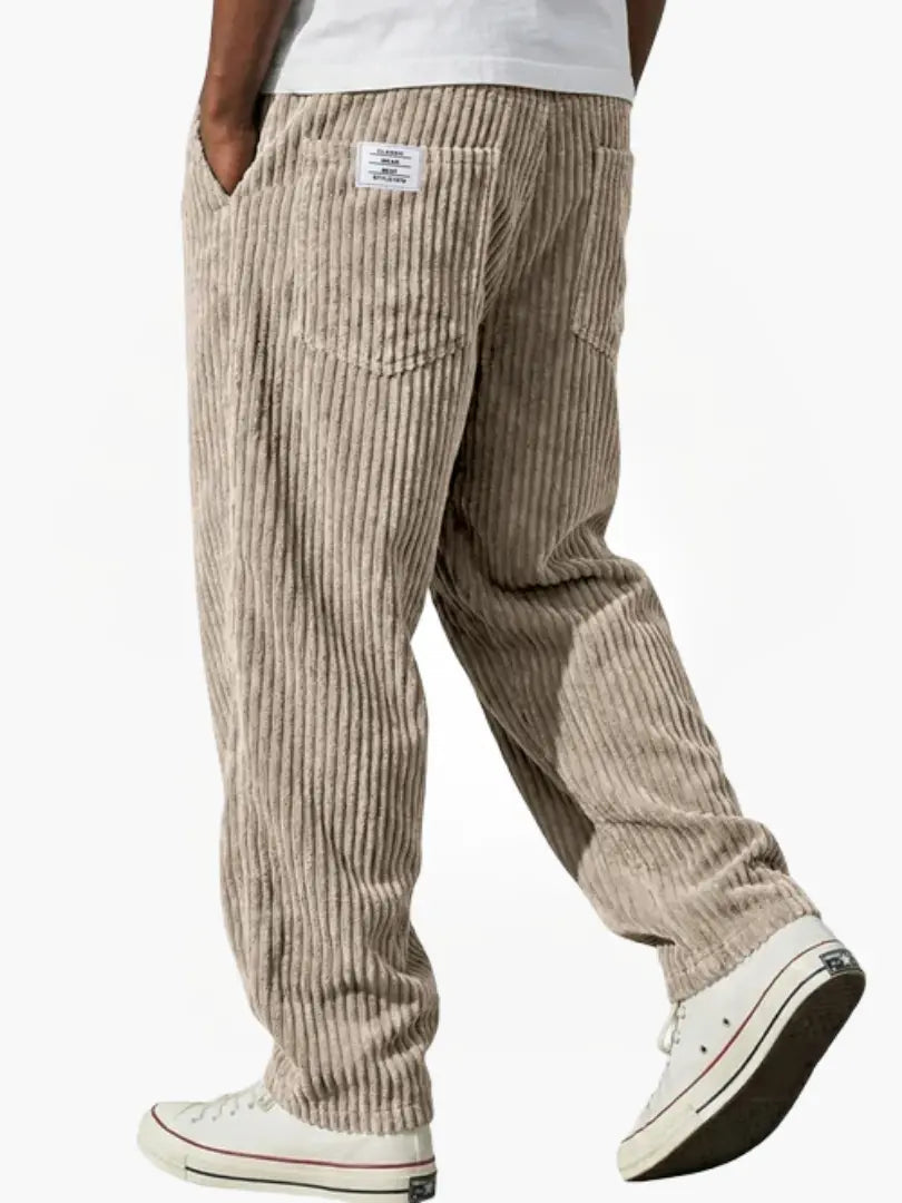 Pantalon En Velours Côtelé Pour Homme, Coupe Ample Et Cordon De Serrage : Un Pantalon Confortable Pour Tous Les Jours, Idéal Pour Un Look Décontracté