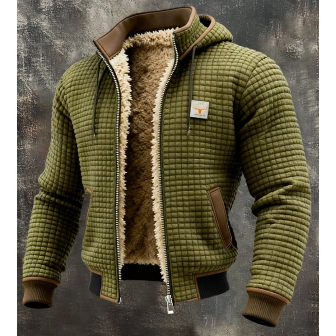 Veste d'hiver pour homme en polaire thermique, au design matelassé et dotée d'une doublure en sherpa : une veste coupe-vent avec capuche et fermeture éclair, idéale pour les froides journées d'hiver