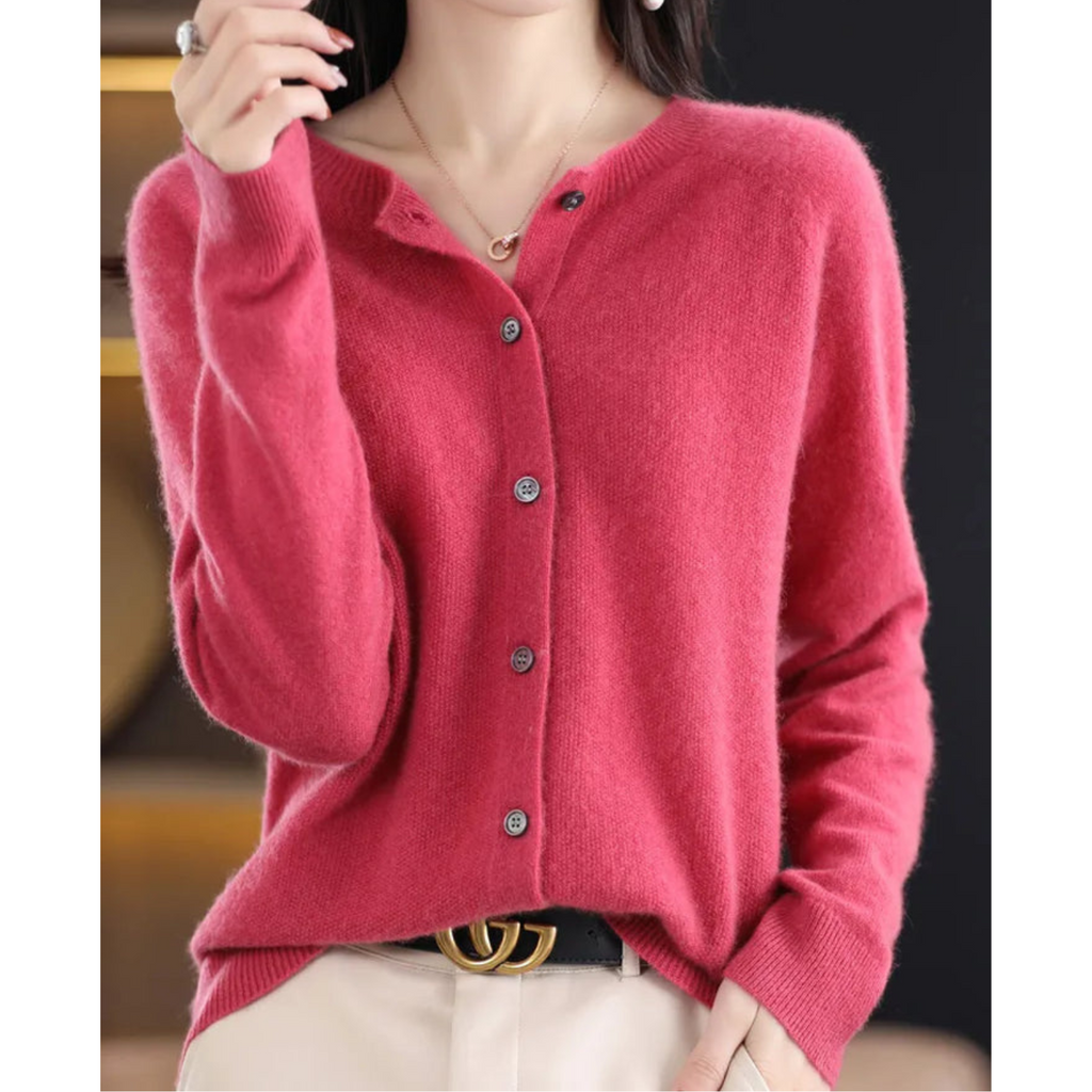 Cardigan Pour Femme En Laine Mérinos Et Cachemire, À Col Rond : Un Modèle Tricoté Élégant Et Luxueux, Idéal Pour Les Froides Journées D'hiver