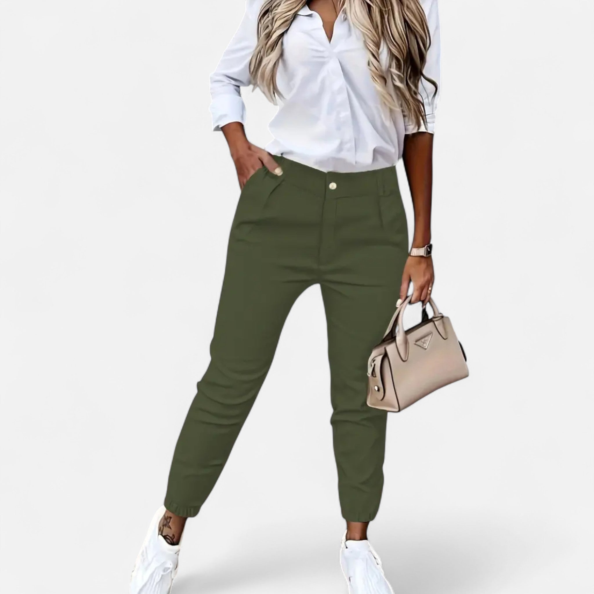 Modero | Pantalon femme taille haute, coupe ajustée