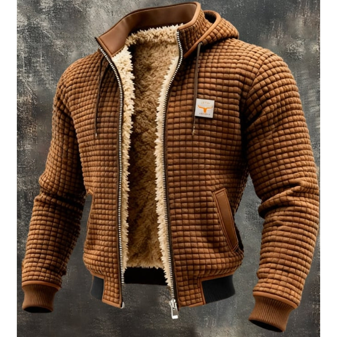 Veste d'hiver pour homme en polaire thermique, au design matelassé et dotée d'une doublure en sherpa : une veste coupe-vent avec capuche et fermeture éclair, idéale pour les froides journées d'hiver