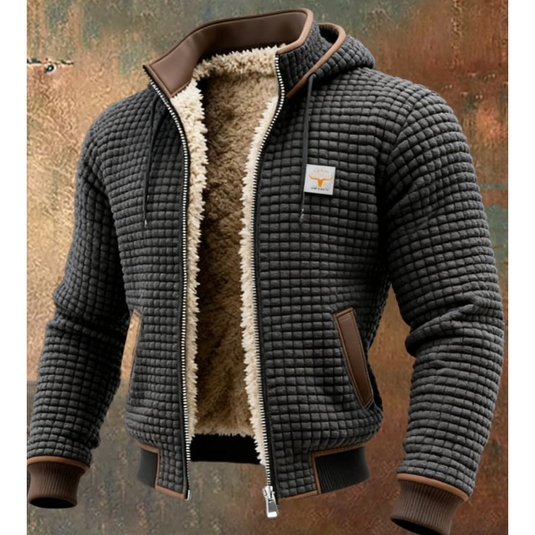 Veste d'hiver pour homme en polaire thermique, au design matelassé et dotée d'une doublure en sherpa : une veste coupe-vent avec capuche et fermeture éclair, idéale pour les froides journées d'hiver