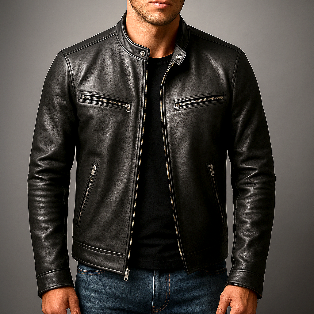 Veste En Cuir Vintage Pour Homme – Un Modèle Intemporel AU Style Classique, Idéal Pour Un Confort AU Quotidien Et Des Tenues Décontractées
