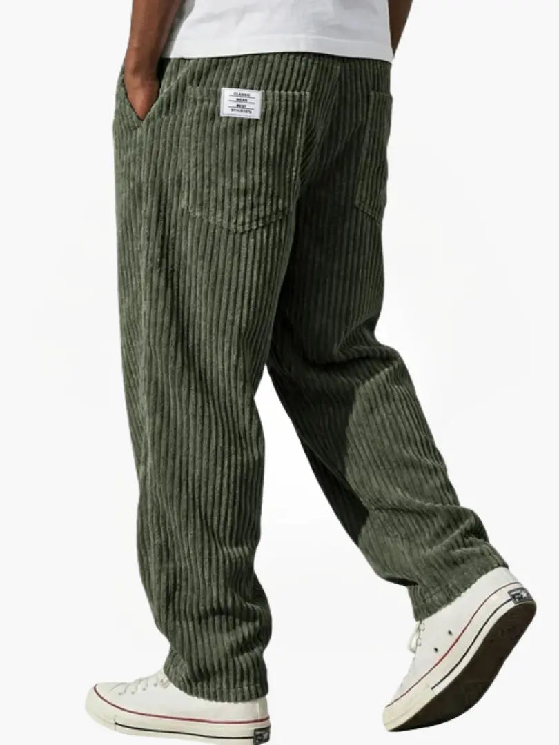 Pantalon En Velours Côtelé Pour Homme, Coupe Ample Et Cordon De Serrage : Un Pantalon Confortable Pour Tous Les Jours, Idéal Pour Un Look Décontracté
