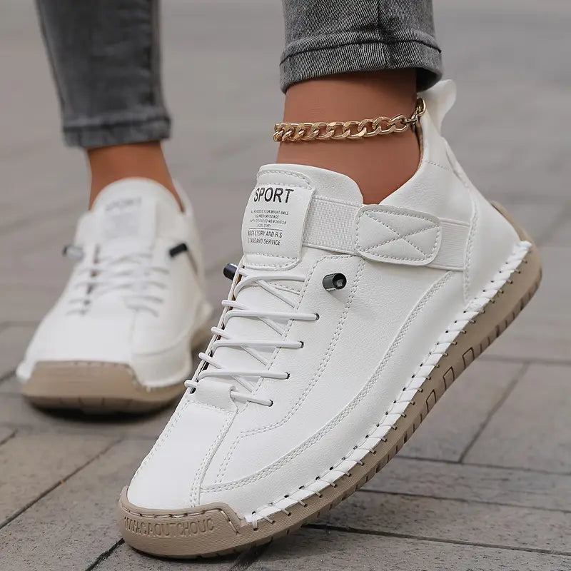 Baskets En Cuir Pour Femme Offrant Un Chaussant Confortable — Un Design Inspiré De L'ergonomie, Idéal Pour Un Usage Quotidien Et Pour Marcher Confortablement