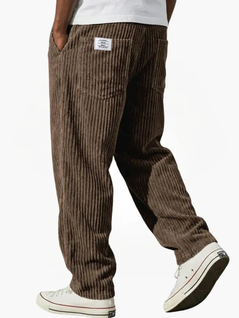 Pantalon En Velours Côtelé Pour Homme, Coupe Ample Et Cordon De Serrage : Un Pantalon Confortable Pour Tous Les Jours, Idéal Pour Un Look Décontracté