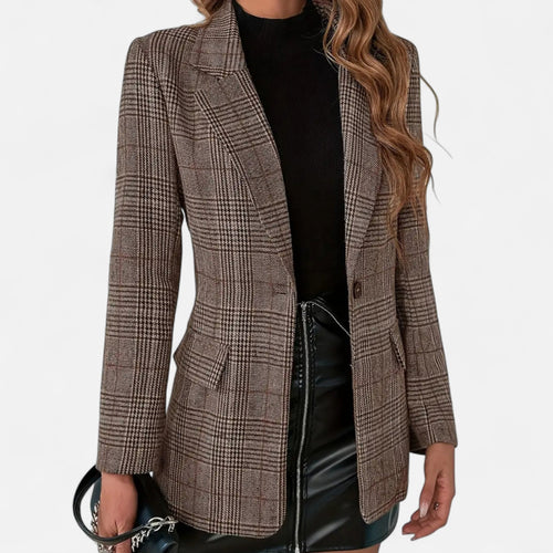 Blazer À Carreaux Pour Femme, À Simple Boutonnage : Une Veste Classique AU Style D'inspiration Rétro, Idéale Pour Le Travail Et Les Tenues Chic Et Décontractées