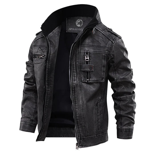 Veste En Cuir Pour Homme Dotée De Nombreuses Poches : Un Modèle Structuré Et Fonctionnel, Idéal Pour L'automne, L'hiver Et AU Quotidien