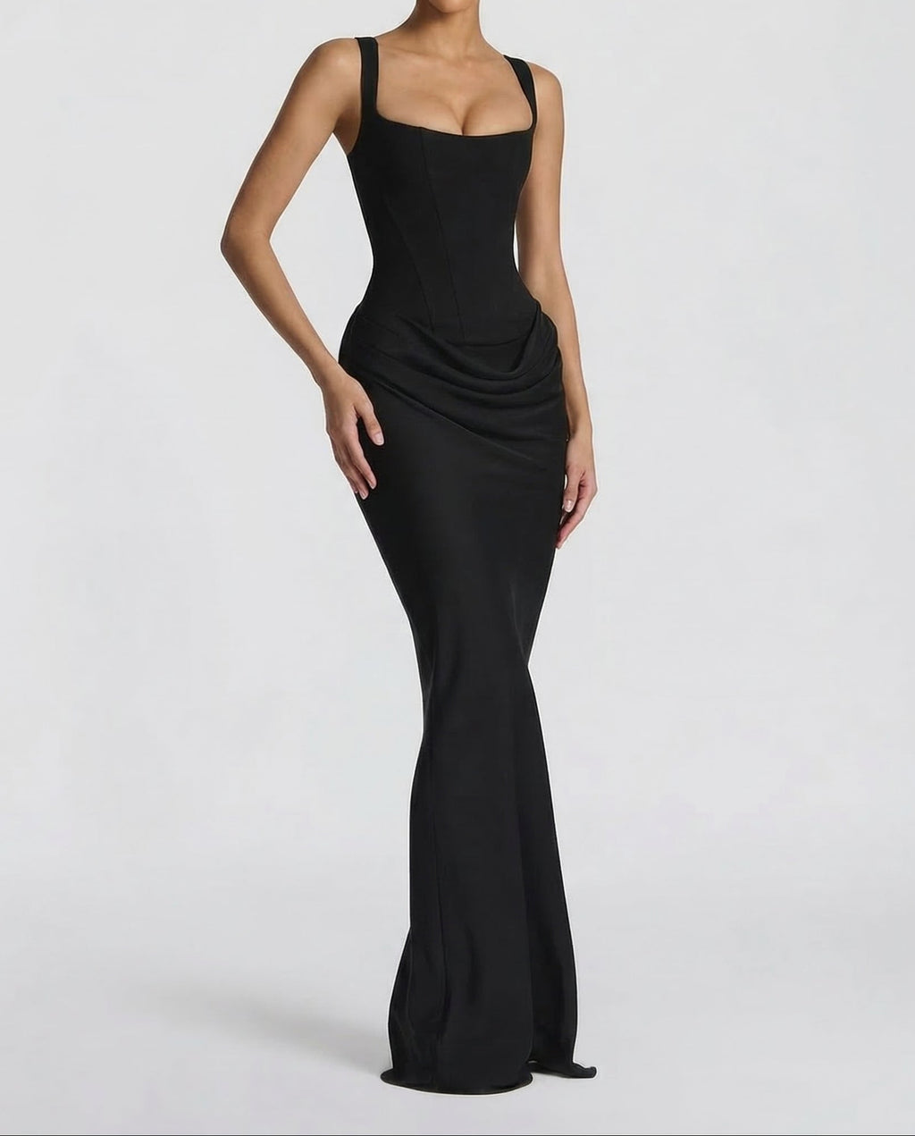 Robe Longue Pour Femme Avec Un Haut Corseté Et Une Taille Drapée : Une Robe Élégante À La Silhouette Bien Dessinée, Idéale Pour Les Soirées Et Les Occasions Spéciales