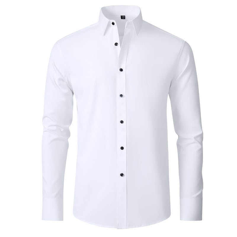 Chemise Pour Homme À La Coupe Ajustée, En Tissu Extensible Et Infroissable : Une Chemise Élégante, Idéale Pour Le Travail Et Les Occasions Formelles