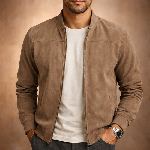 Blouson Aviateur En Daim Pour Homme – Une Veste De Mi-saison Légère Et Élégante, Idéale Pour Les Tenues Chic Et Décontractées Et À Porter AU Quotidien Tout AU Long De L'année