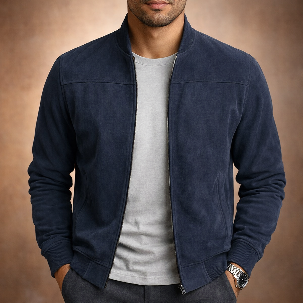 Blouson Aviateur En Daim Pour Homme – Une Veste De Mi-saison Légère Et Élégante, Idéale Pour Les Tenues Chic Et Décontractées Et À Porter AU Quotidien Tout AU Long De L'année