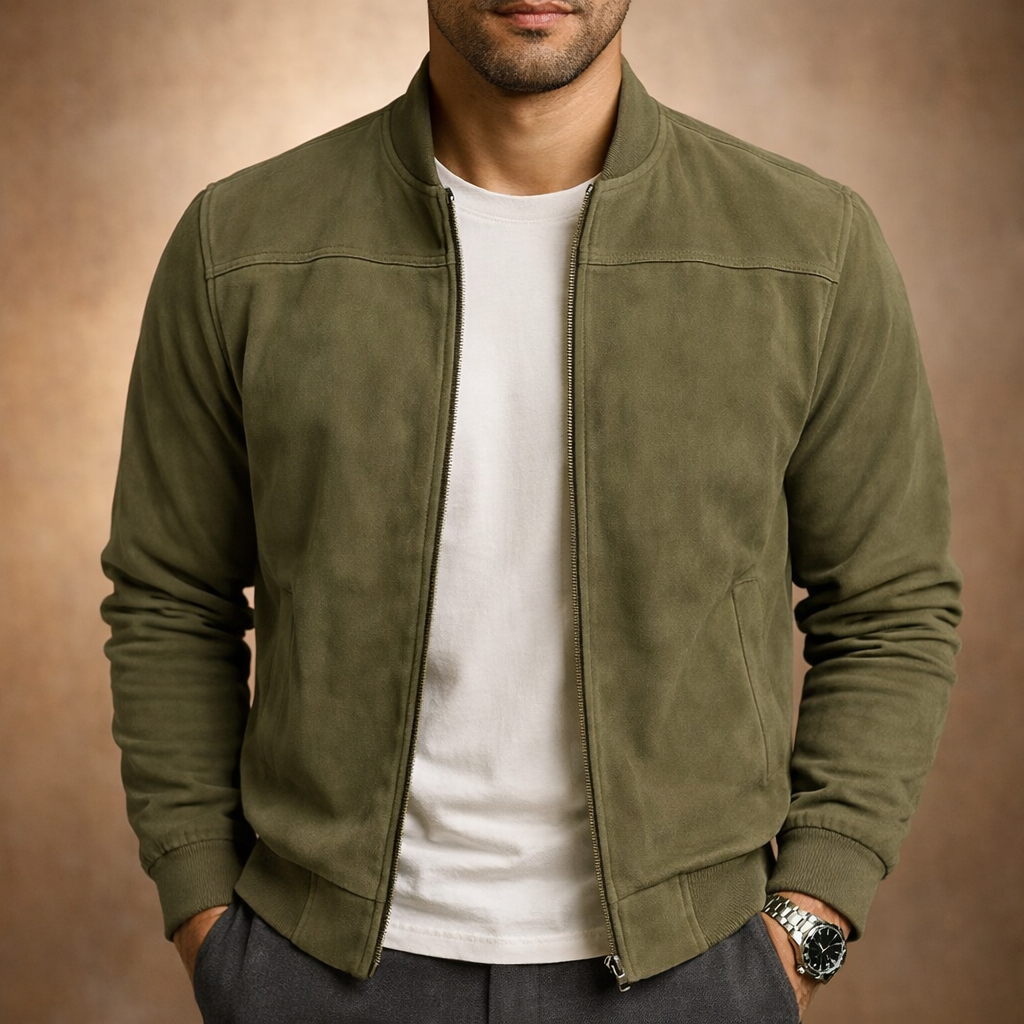Blouson Aviateur En Daim Pour Homme – Une Veste De Mi-saison Légère Et Élégante, Idéale Pour Les Tenues Chic Et Décontractées Et À Porter AU Quotidien Tout AU Long De L'année