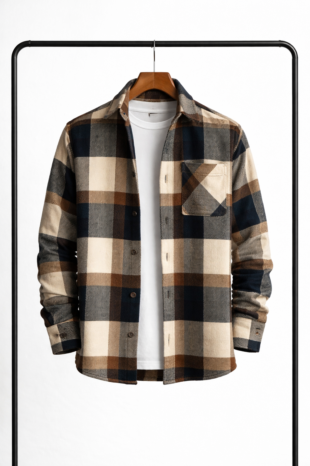 Surchemise À Carreaux Pour Homme – Une Veste-chemise Chaude Et Confortable, Idéale Pour Des Superpositions Polyvalentes Et Un Usage Quotidien