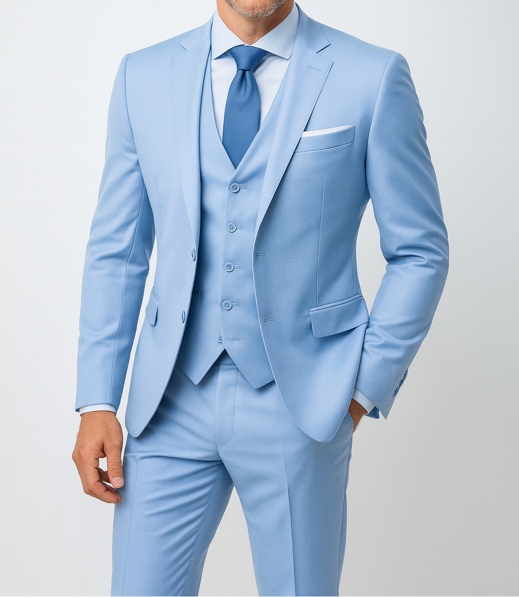 Costume Trois Pièces Slim Pour Homme Avec Gilet : Une Tenue Élégante Et Sur Mesure, Idéale Pour Les Mariages, Les Réunions Professionnelles Et Les Occasions Formelles