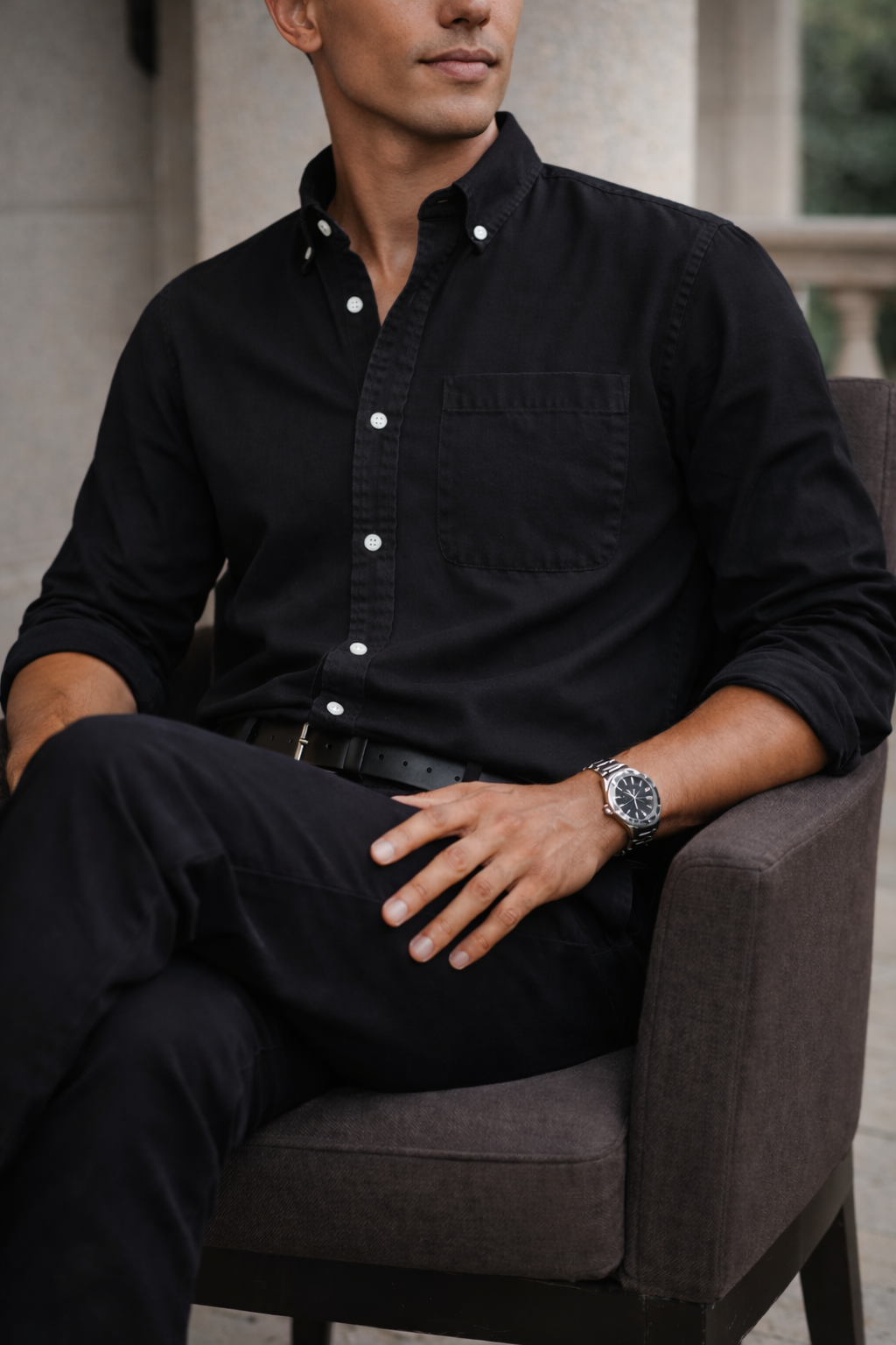 Chemise En Coton À Boutons Pour Homme – Un Modèle Classique Et Polyvalent, Idéal Pour Un Style Chic Et Décontracté Et Pour Un Usage Quotidien