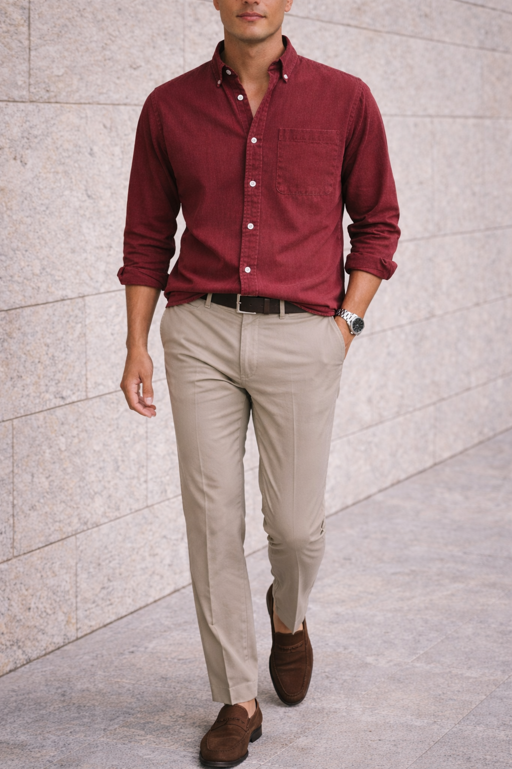Chemise En Coton À Boutons Pour Homme – Un Modèle Classique Et Polyvalent, Idéal Pour Un Style Chic Et Décontracté Et Pour Un Usage Quotidien