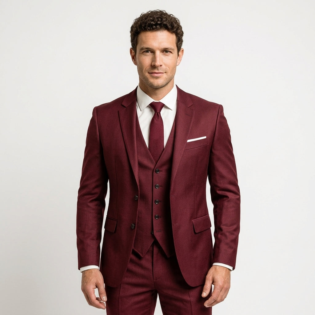 Costume Trois Pièces Slim Pour Homme Avec Gilet : Une Tenue Élégante Et Sur Mesure, Idéale Pour Les Mariages, Les Réunions Professionnelles Et Les Occasions Formelles