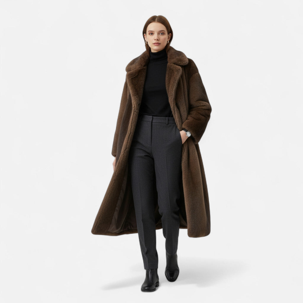 Modero | Trench long femme en fausse fourrure