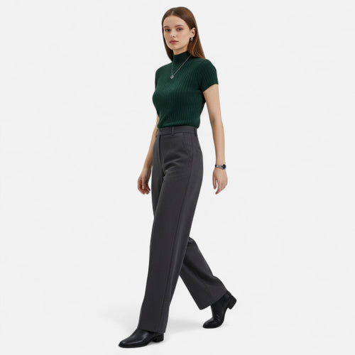 Modero | Blouse en maille femme, col roulé manches courtes