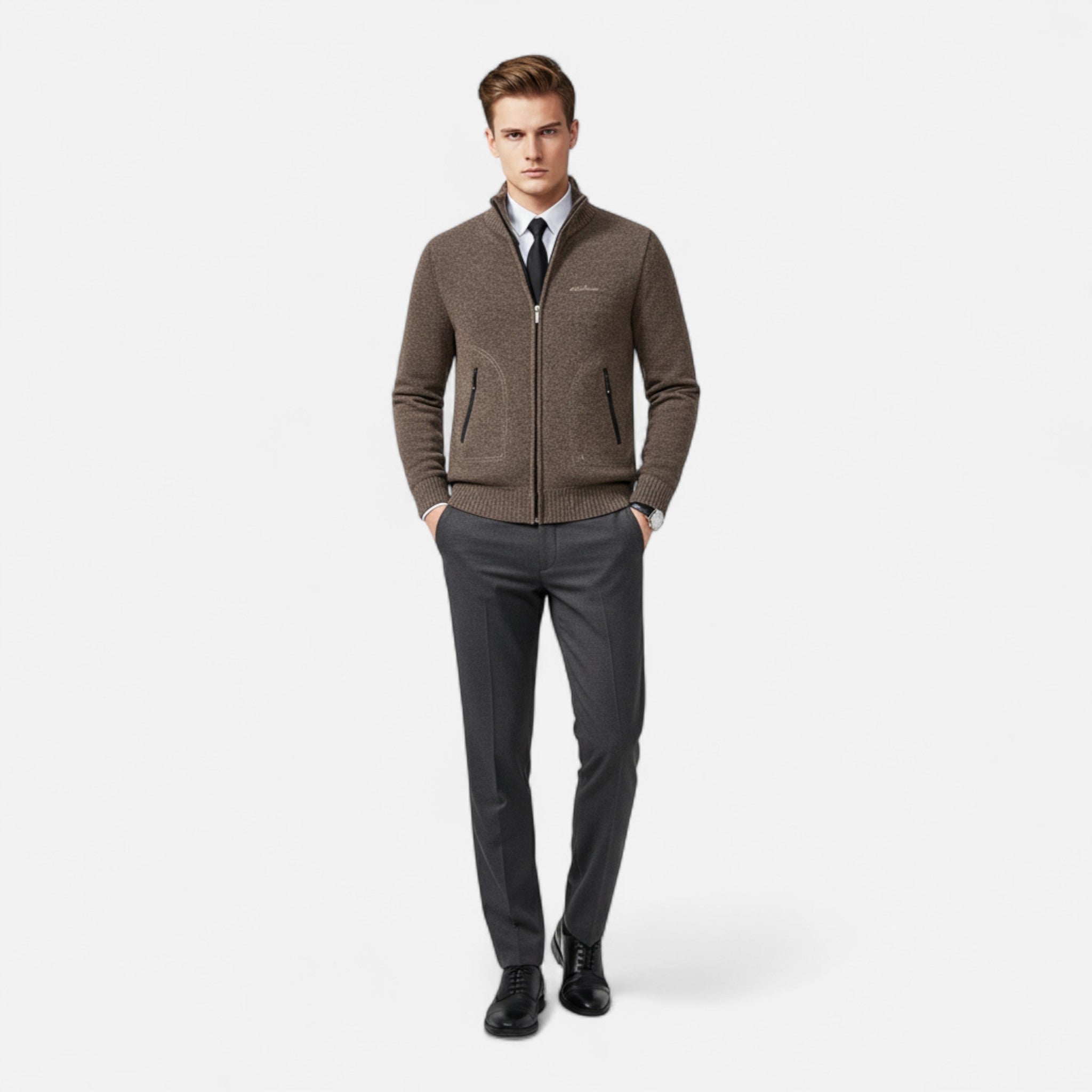 Modero | Cardigan en maille homme à col montant