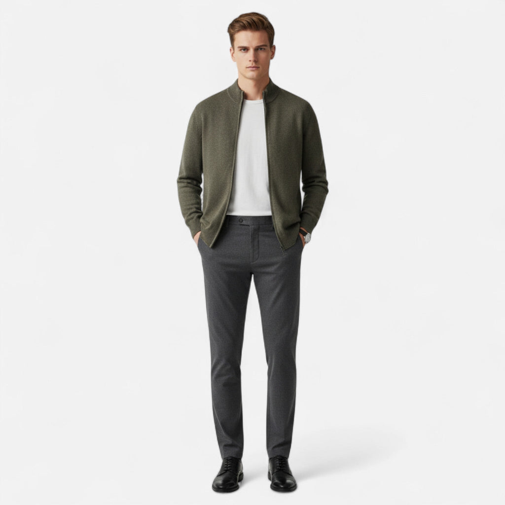 Modero | Cardigan zippé homme en maille fine