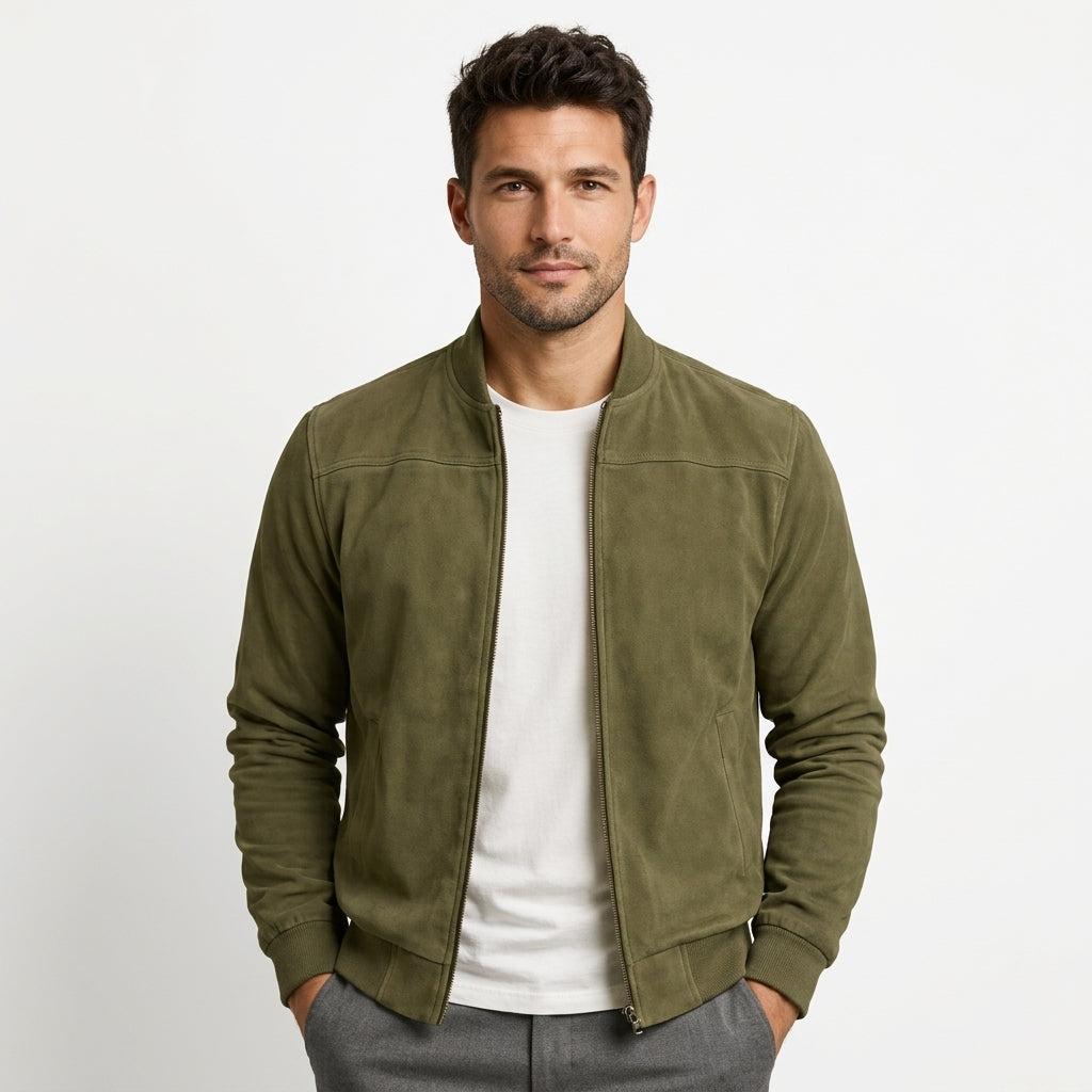 Blouson Aviateur En Daim Pour Homme – Une Veste De Mi-saison Légère Et Élégante, Idéale Pour Les Tenues Chic Et Décontractées Et À Porter AU Quotidien Tout AU Long De L'année