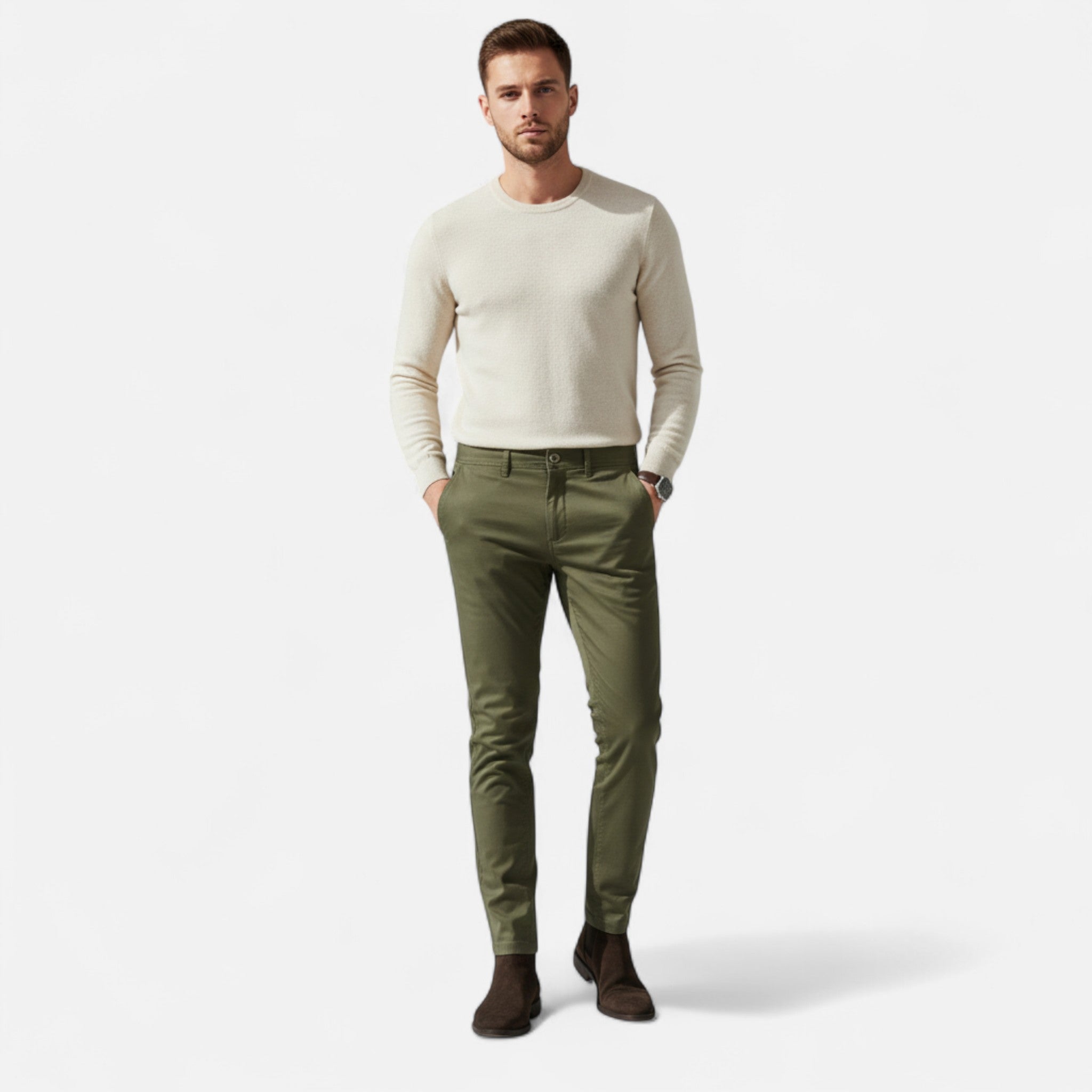 Modero | Chino homme en coton, coupe tailleur