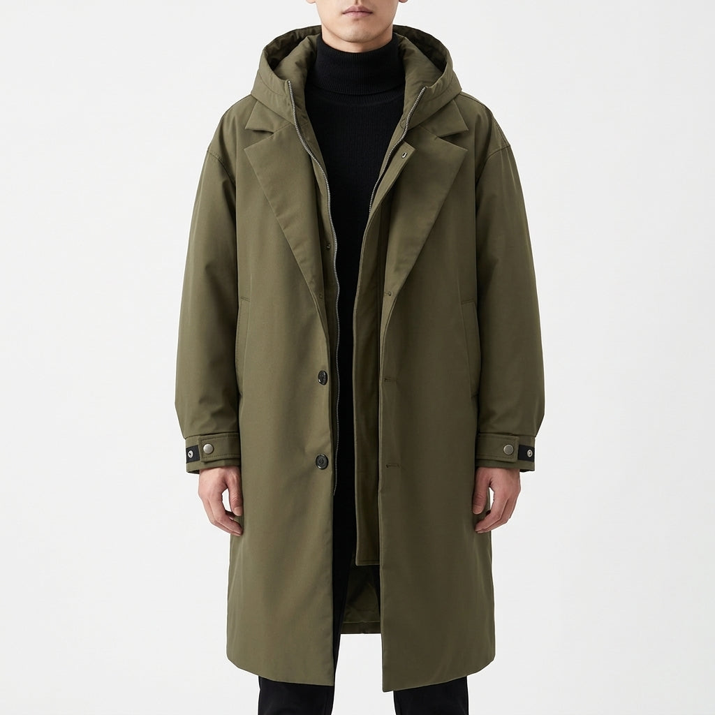 Trench Imperméable Pour Homme, Avec Capuche Et Coupe Longue – Manteau Résistant Aux Intempéries, Idéal Pour La Vie Urbaine, Les Trajets Quotidiens Et Les Voyages