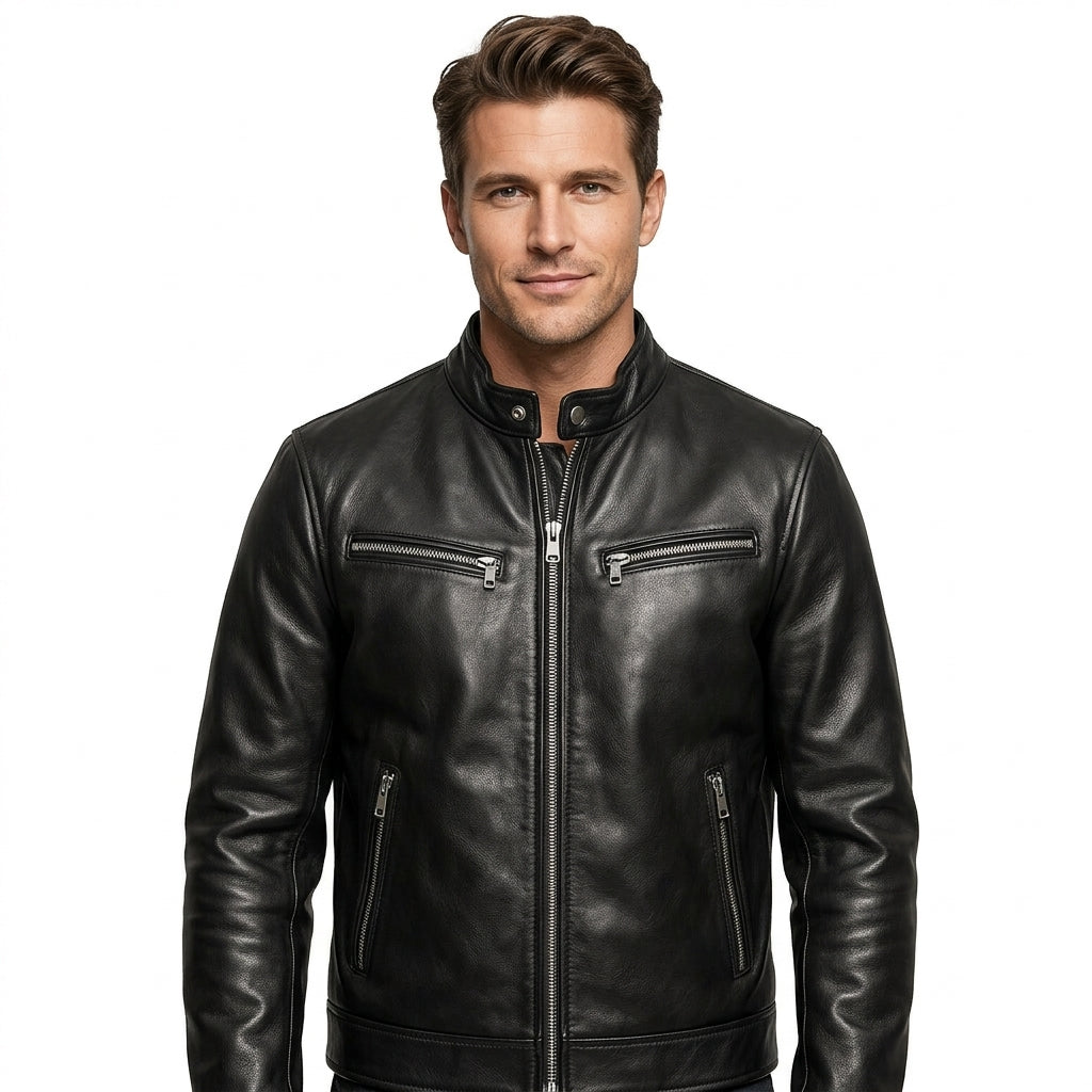 Veste En Cuir Vintage Pour Homme – Un Modèle Intemporel AU Style Classique, Idéal Pour Un Confort AU Quotidien Et Des Tenues Décontractées