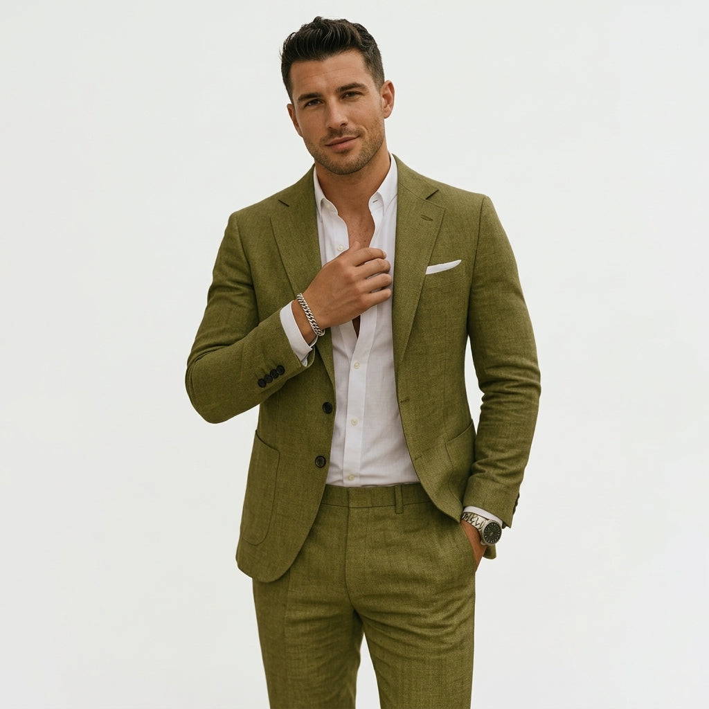 Costume Deux Pièces Pour Homme Composé D'un Blazer Et D'un Pantalon À La Coupe Ajustée : Un Costume Élégant Et Sur Mesure, Idéal Pour Les Occasions Professionnelles Et Formelles