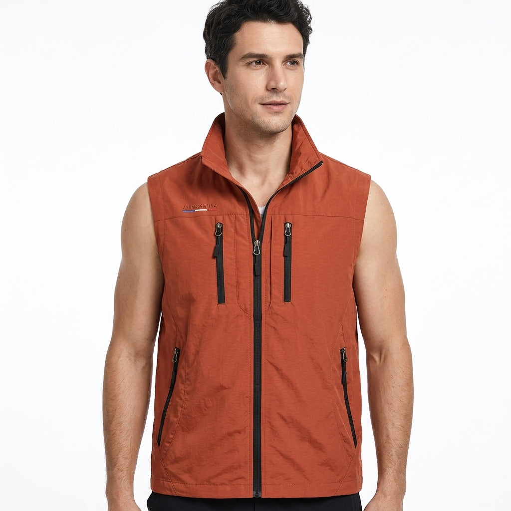Gilet Sans Manches À Fermeture Éclair Pour Homme, Avec Col Montant – Un Gilet Idéal Pour Les Activités De Plein Air Et AU Quotidien