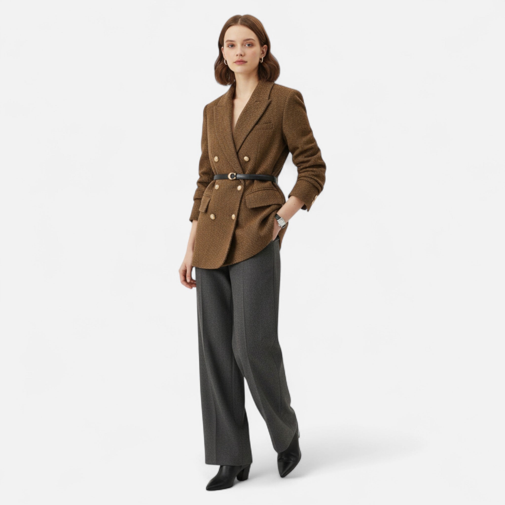 Modero | Manteau croisé femme, aspect chiné