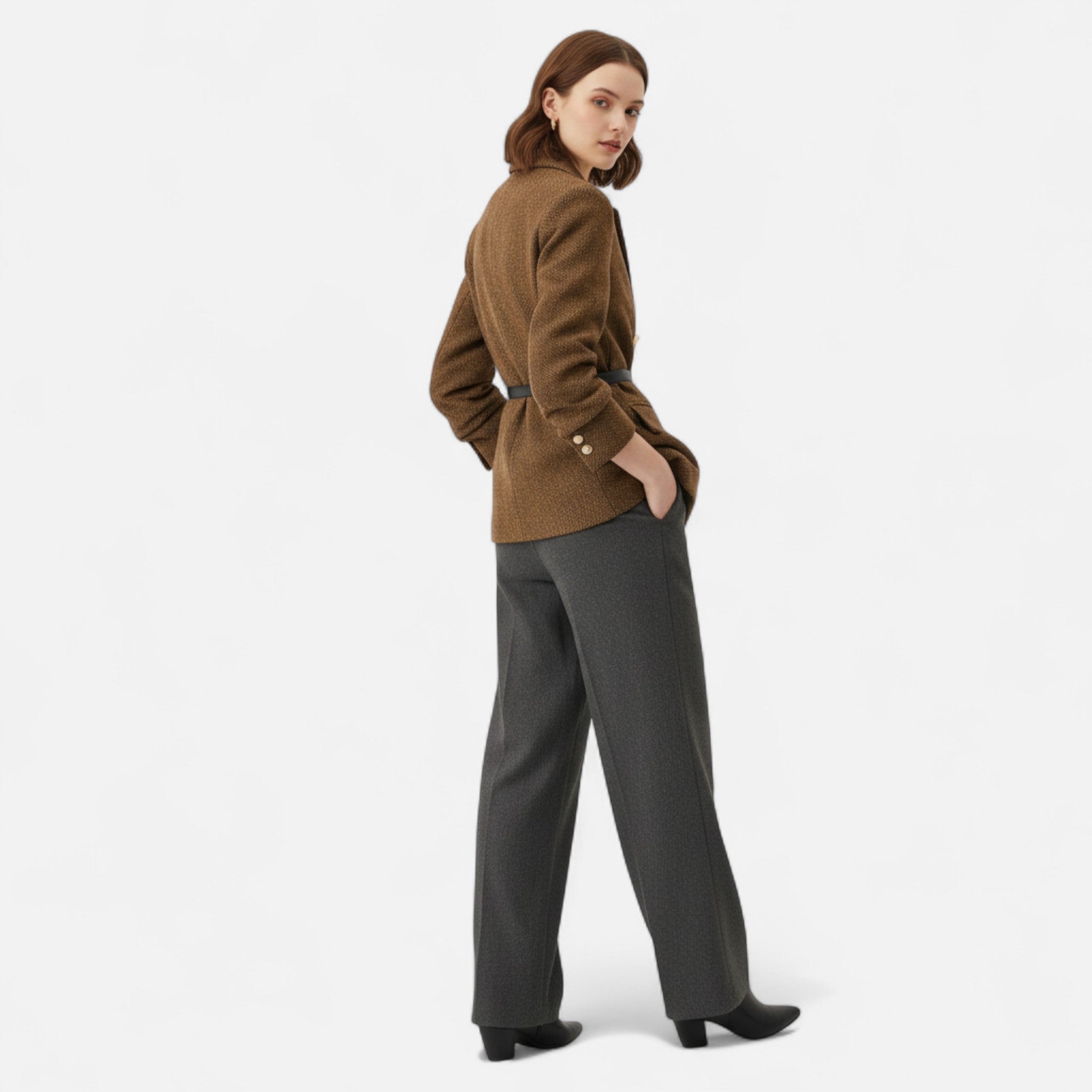 Modero | Manteau croisé femme, aspect chiné