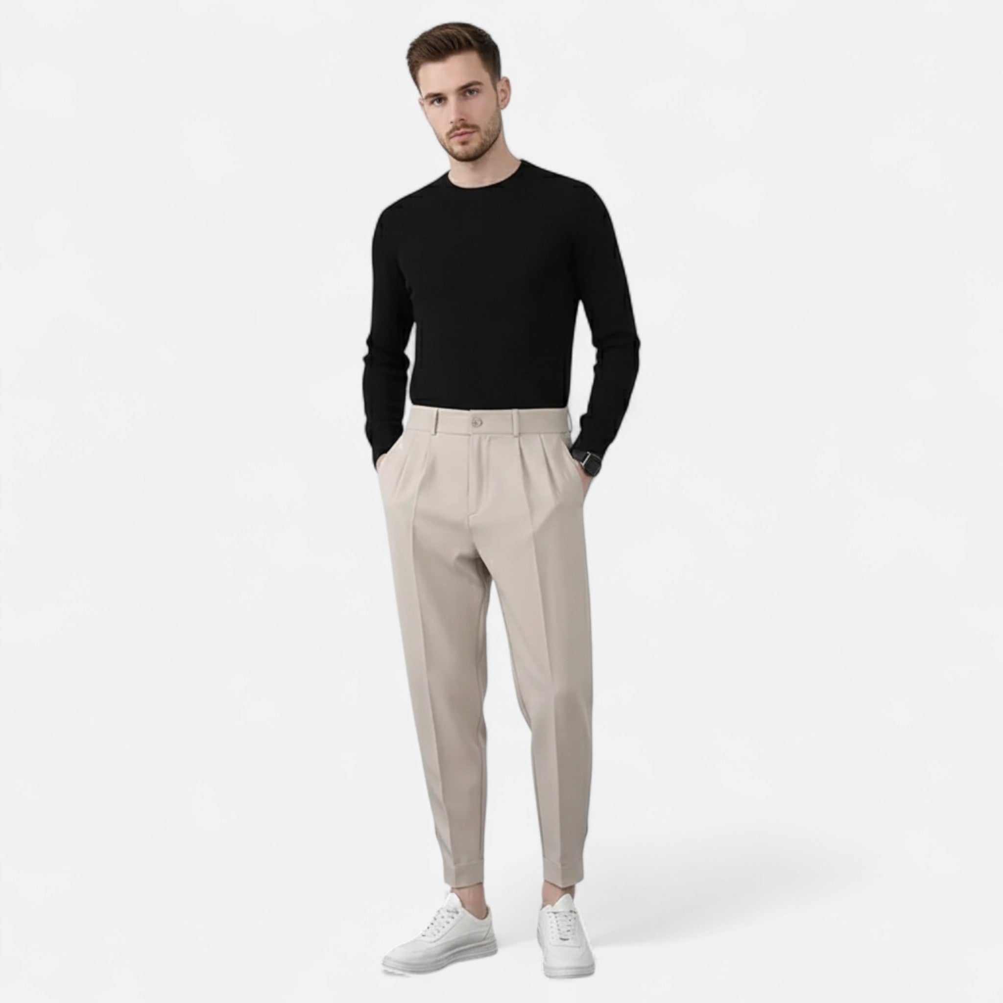 Modero | Pantalon homme à pinces, coupe fuselée