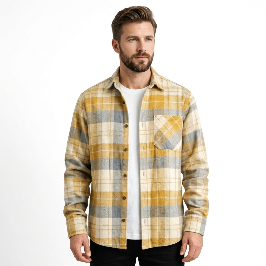 Surchemise À Carreaux Pour Homme – Une Veste-chemise Chaude Et Confortable, Idéale Pour Des Superpositions Polyvalentes Et Un Usage Quotidien