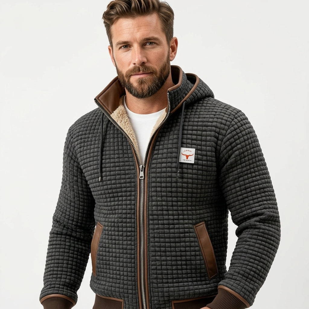 Veste d'hiver pour homme en polaire thermique, au design matelassé et dotée d'une doublure en sherpa : une veste coupe-vent avec capuche et fermeture éclair, idéale pour les froides journées d'hiver