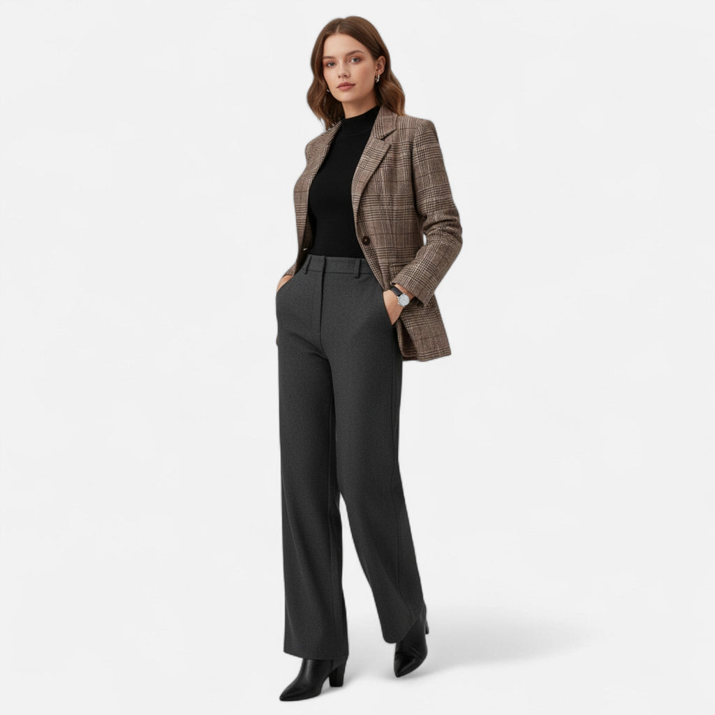 Modero | Blazer à carreaux femme, coupe ajustée simple boutonnage