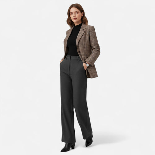 Modero | Blazer à carreaux femme, coupe ajustée simple boutonnage